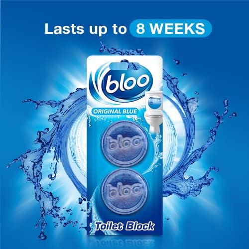 Bloo In Cistern Blocks Blue Original with Long Lasting Anti-Limescale Cleaning, Foaming & Blue