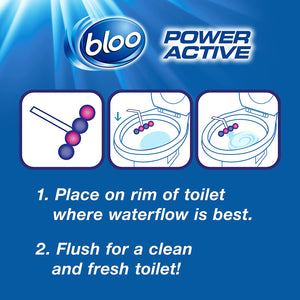 BLOO Power Active Clear Water Toilet Rim Block Flowers - Clean toilet bowl with every flush