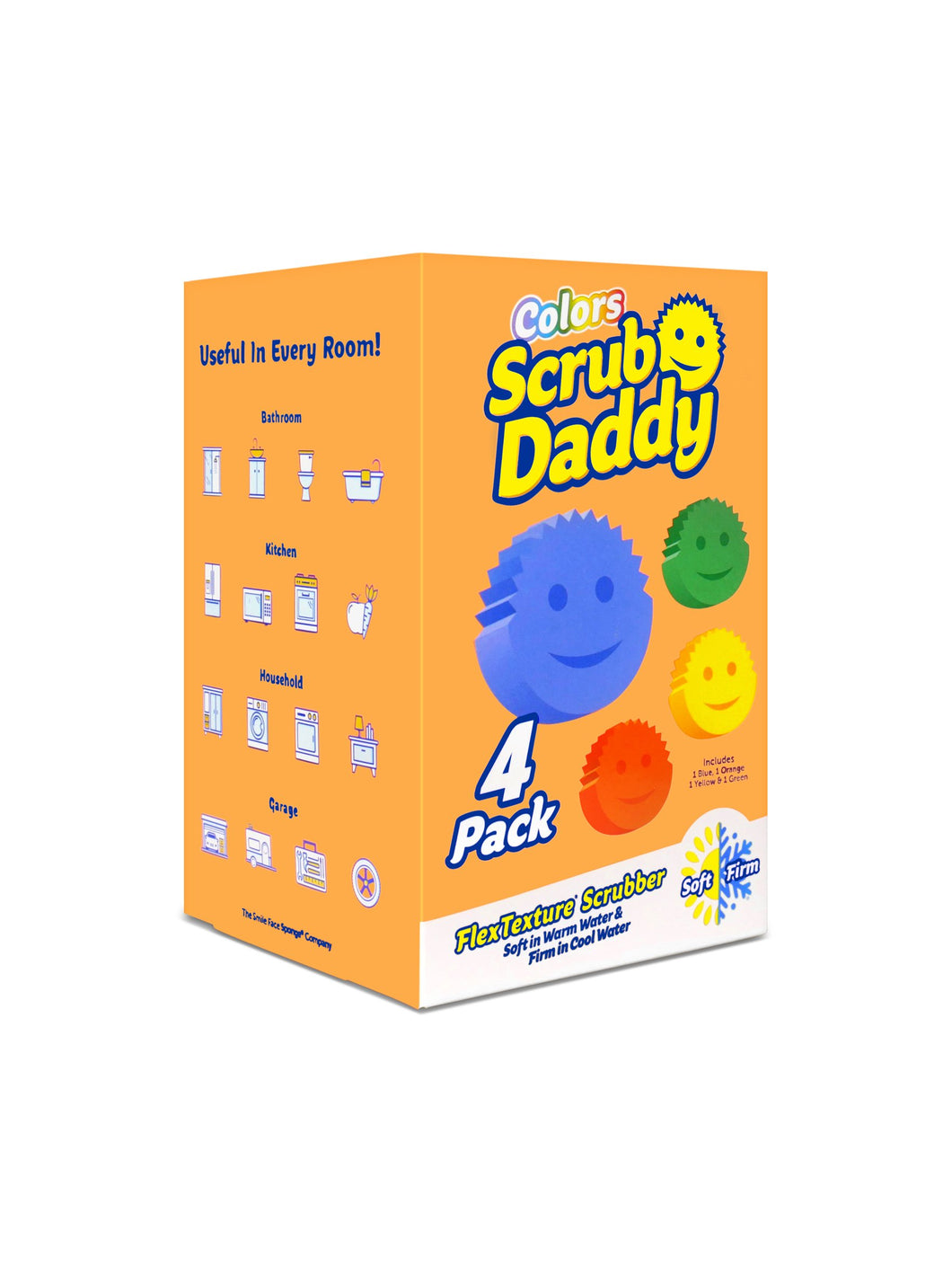 Scrub Daddy Colors - Color Code Cleaning, FlexTexture, Soft in Warm Water, Firm in Cold - 4ct Set