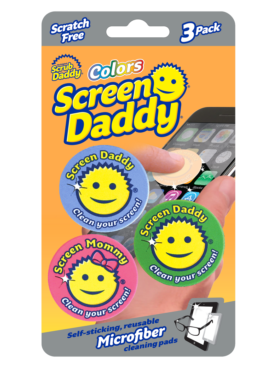 Screen Daddy 3ct - Multi-use Microfiber Cleaning Pads for Electronic Screens - Reusable and Washable