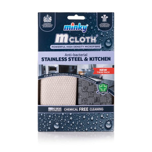 M Cloth Anti-Bacterial Stainless Steel & Kitchen Cloth Set - Clean Grease/Grime, Buff Shine Surfaces