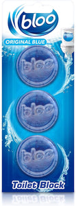 Bloo In Cistern Blocks Blue Original with Long Lasting Anti-Limescale Cleaning, Foaming & Blue